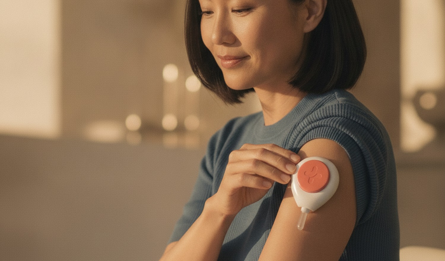 Member using an at-home capillary collection device at the kitchen table